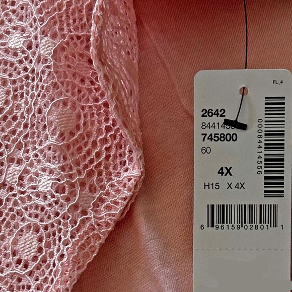 TOP, SHEER LACE SLEEVES, PEACHSKIN, SIZE 4X, JERSEY BODY, ADDITION ELLE, - Picture 7 of 9